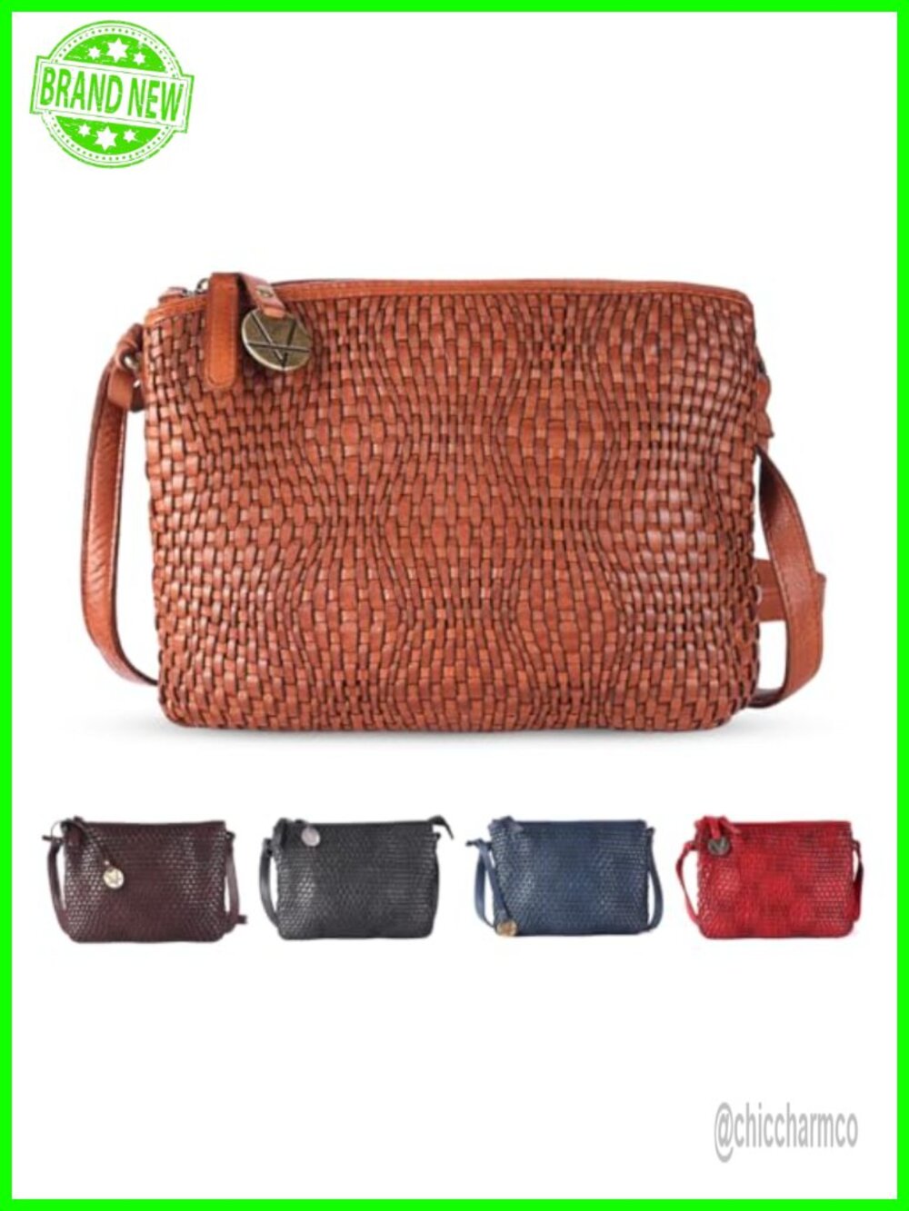 Genuine Leather Crossbody Sling Bag Woven